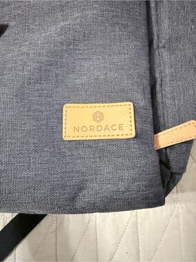 Nordace charcoal Canvas Backpack with Tan Leather Trim
